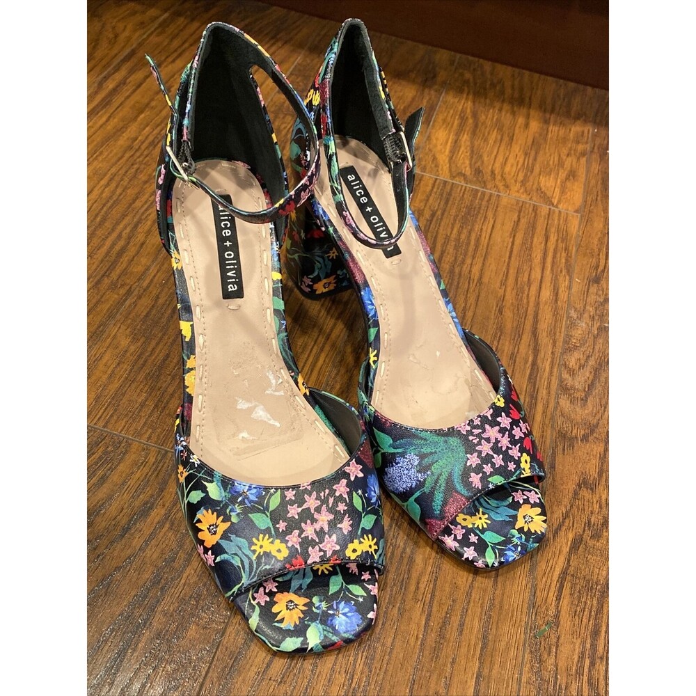 Alice + Olivia by Stacey Bendet Whitney Floral Ankle Strap Sandals Size 10 EU 40 - Picture 2 of 9